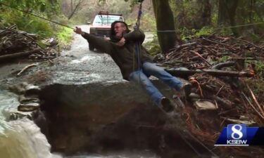 A zip line has become a lifeline for a Corralitos community after their access bridge was washed away in storm waters this winter.