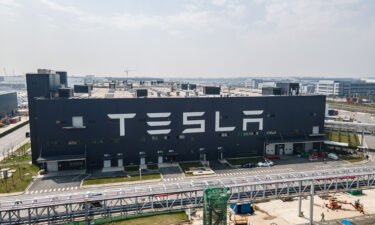 Tesla's shares plunge further on weaker than expected sales. Pictured is the Tesla Gigafactory Shanghai on March 29