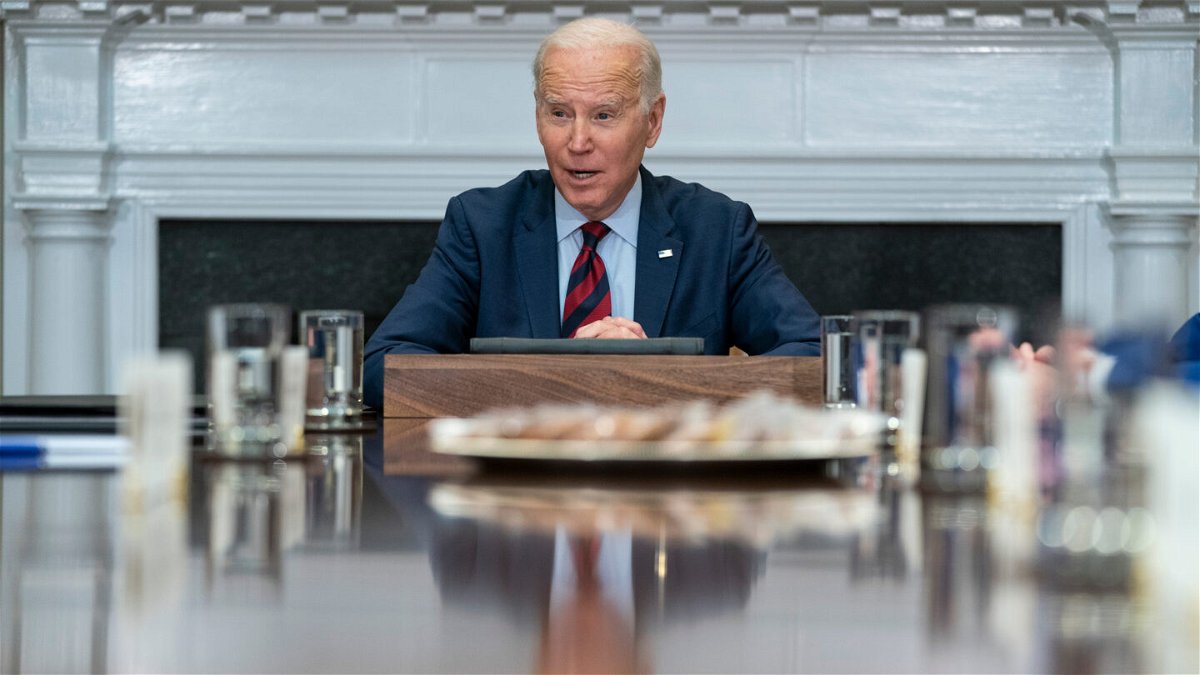 <i>Evan Vucci/AP</i><br/>President Joe Biden speaks during a meeting with Democratic lawmakers in the Roosevelt Room of the White House on January 24.