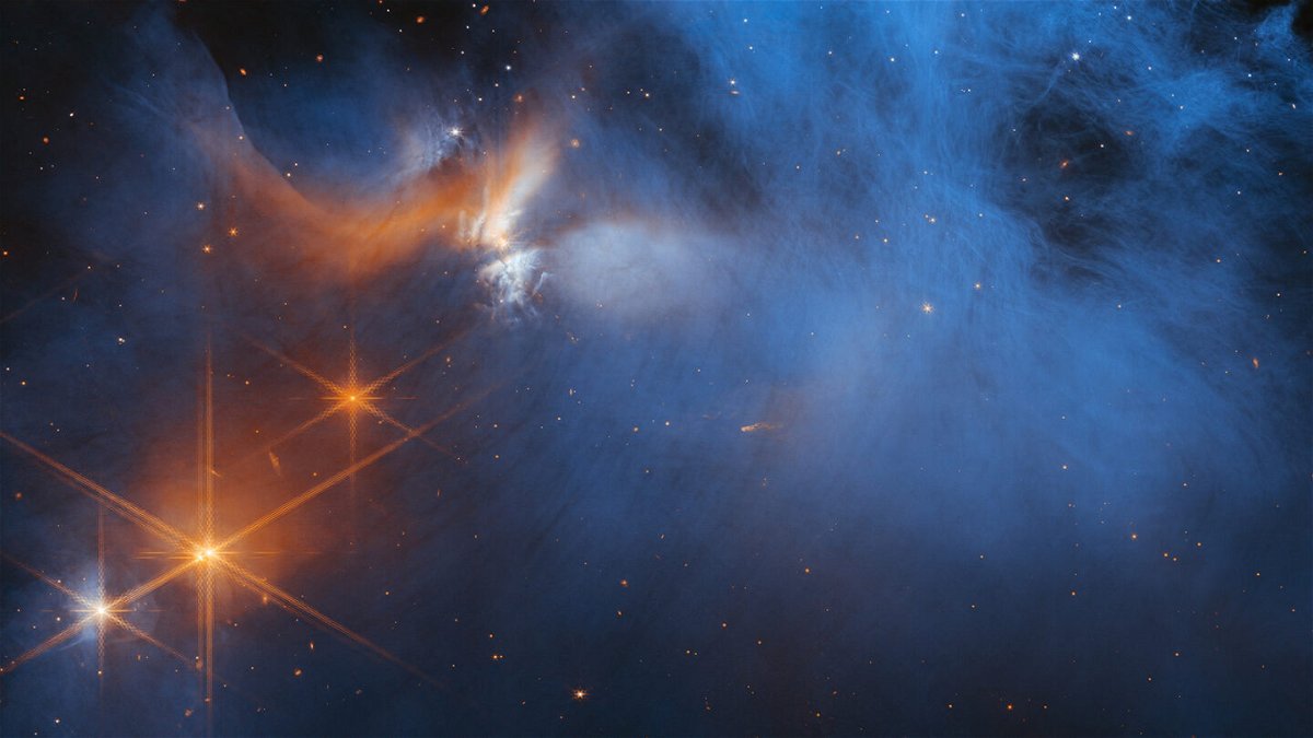 <i>NASA/ESA/CSA</i><br/>Stars shine through the hazy material of the Chameleon I dark molecular cloud