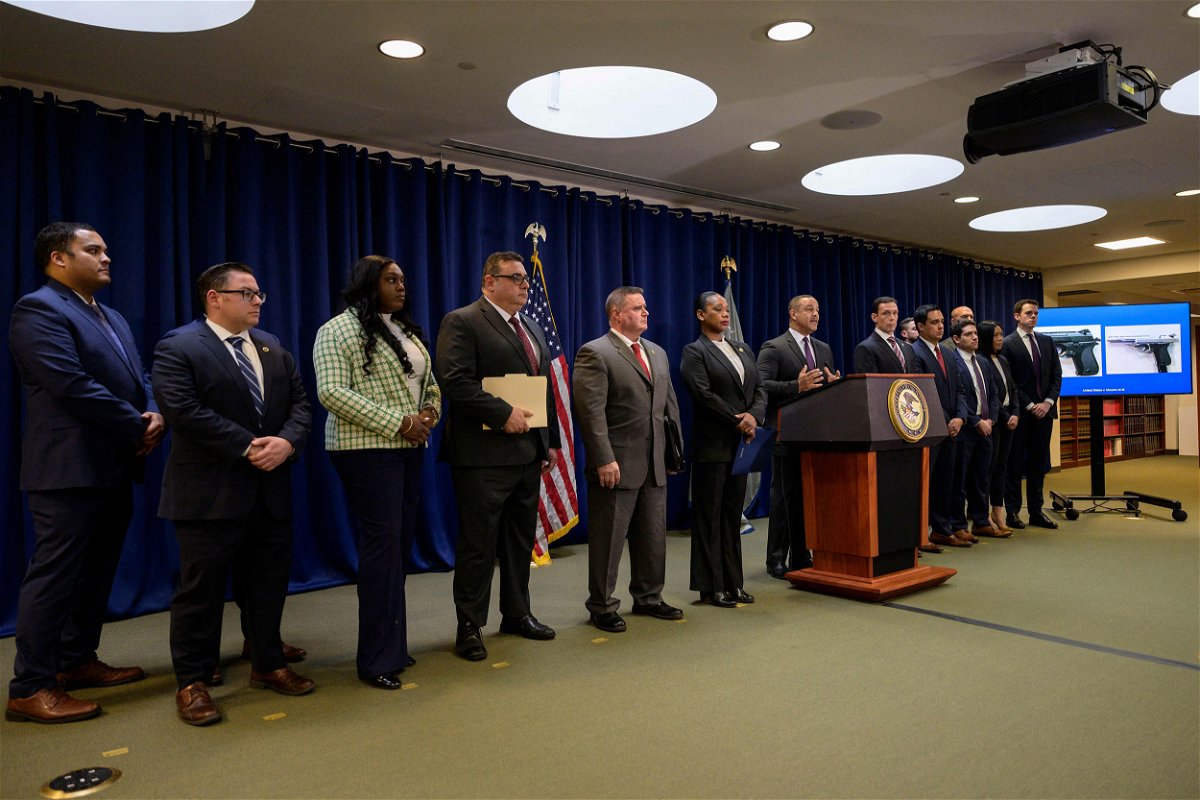 <i>Angela Weiss/AFP/Getty Images</i><br/>Eastern District of New York US Attorney Breon Peace speaks during a news conference on January 11.
