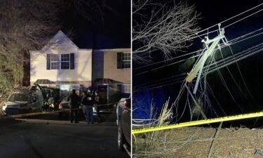 Photos taken by residents who live near the crash site show the car crashed outside an apartment building and a broken power pole.