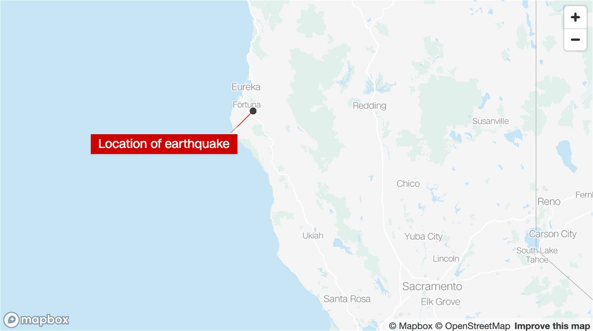 <i>Mapbox</i><br/>A 5.4 magnitude earthquake occurred about 30 miles south of Eureka