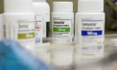 Bottles of Merck & Co. Januvia brand medication are arranged for a photograph at a pharmacy in Princeton