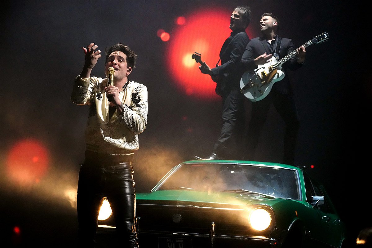 <i>Jeff Kravitz/Getty Images</i><br/>Brendon Urie of Panic! At The Disco on stage in August. Urie announced Tuesday that the band is parting ways.