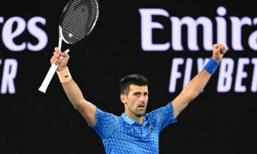Novak Djokovic of Serbia celebrates winning his third round singles match against Grigor Dimitrov of Bulgaria during day six of the 2023 Australian Open at Melbourne Park on January 21