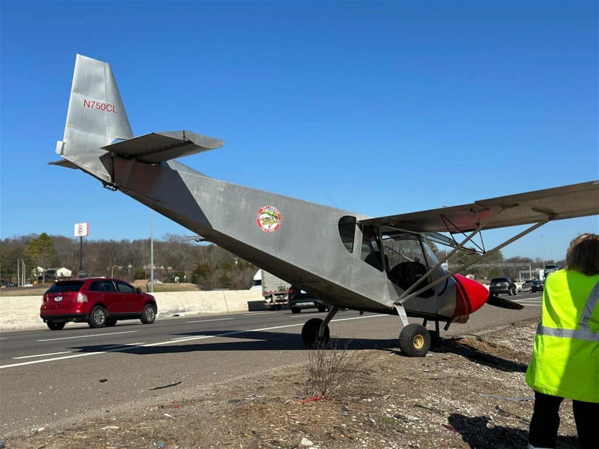 <i>Knoxville Police Department/Facebook</i><br/>A plane made an emergency landing in Knoxville on Interstate 40 near Papermill Drive.