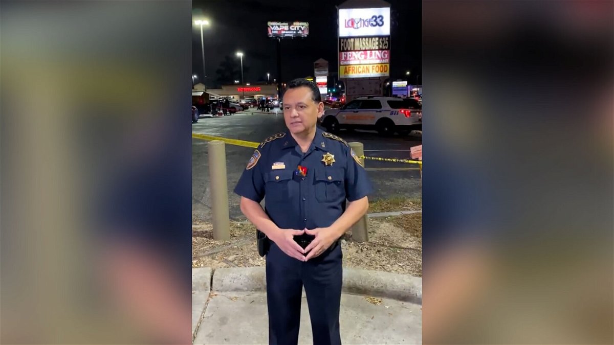 <i>HSCOTexas</i><br/>Harris County Sheriff Ed Gonzalez speaks at a news conference about a shooting that happened outside a Houston club on Sunday.