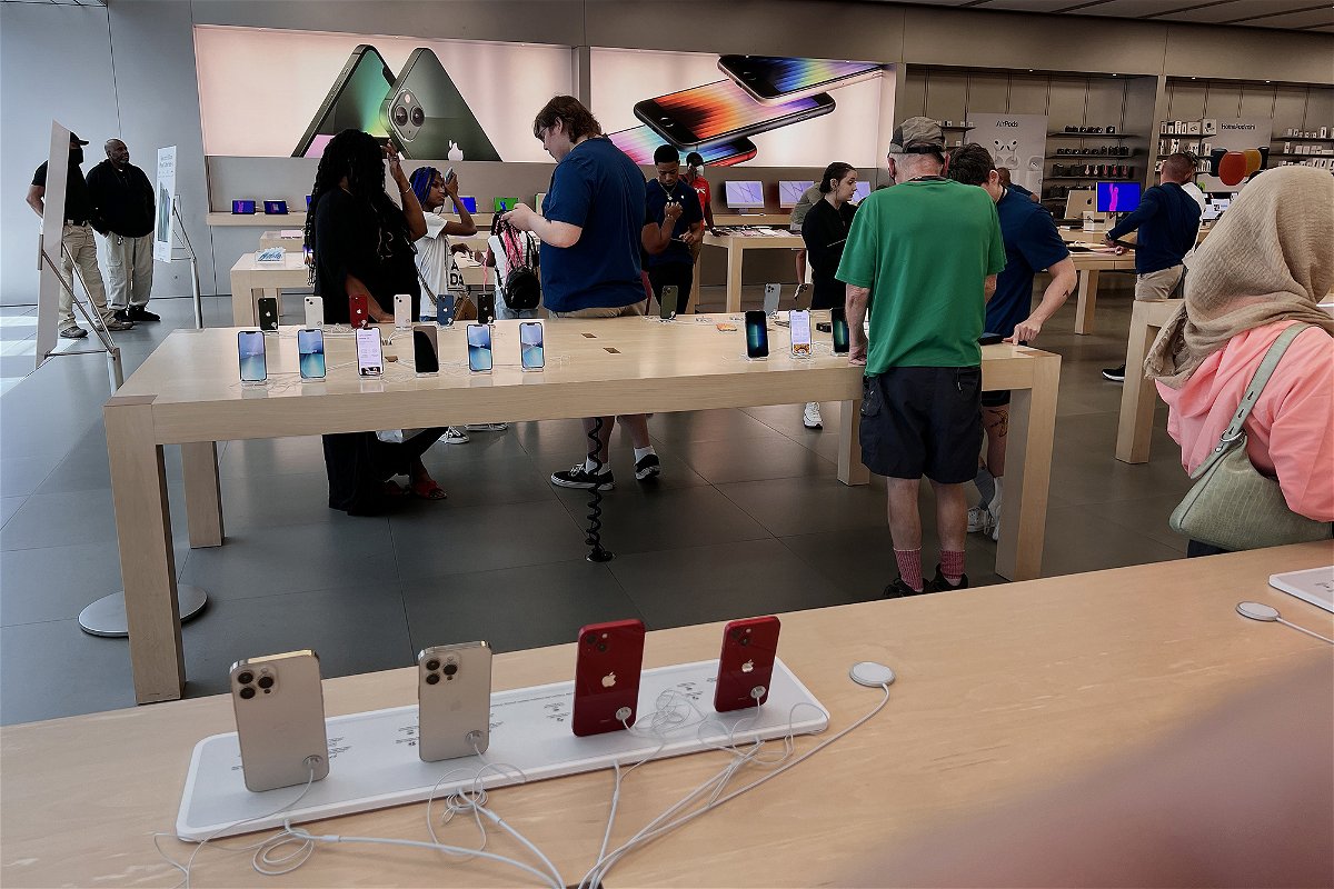 <i>Chip Somodevilla/Getty Images</i><br/>Workers at Apple's first unionized retail store began collectively bargaining with management on Wednesday. Pictured is an Apple store in 2022 in Towson