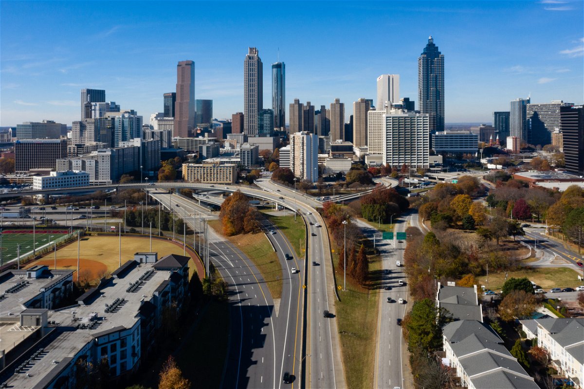 <i>Elijah Nouvelage/Bloomberg/Getty Images</i><br/>The Atlanta skyline is pictured here in December of 2021.