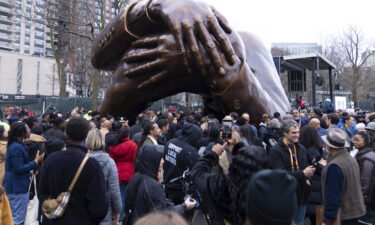 "The Embrace" sculpture is unveiled at the Boston Common on January 13.