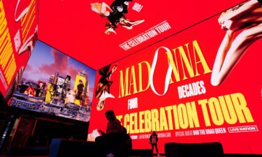 A screen in Tottenham Court Road in central London promotes Madonna's new global tour.