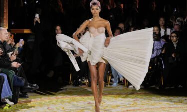 A model walks the runway during the Viktor & Rolf Haute Couture Spring-Summer 2023 show as Haute Couture Week on January 25 in Paris