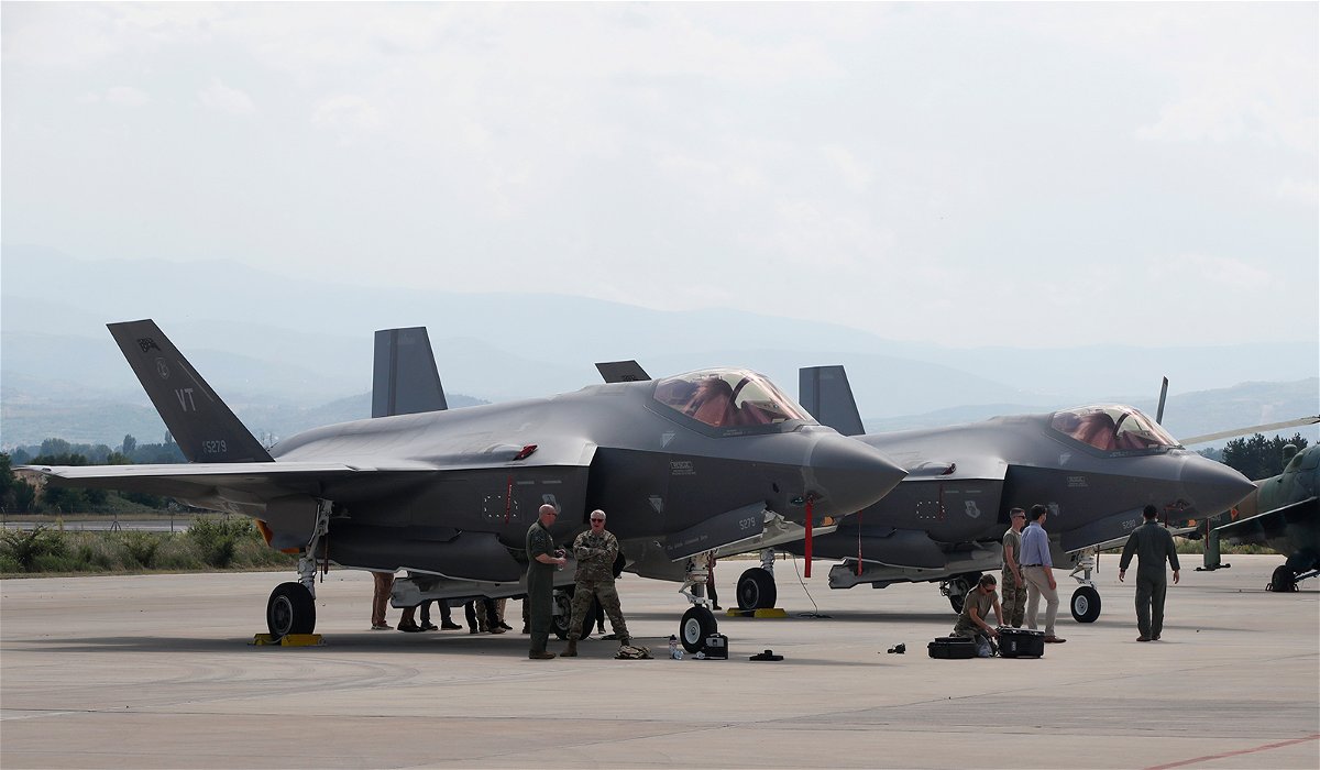 <i>Boris Grdanoski/AP</i><br/>Canada is buying 88 F-35 stealth fighter jets in a $14.2 billion deal. F-35 fighter jets are pictured here at Skopje Airport