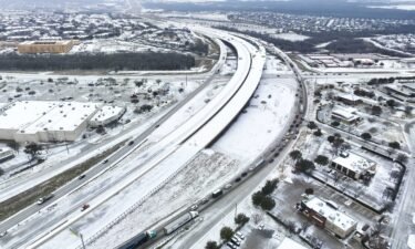 An icy mix covers Highway 114 on Monday in Roanoke