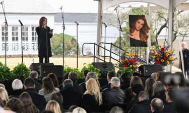 Priscilla Presley reads a poem at a memorial service for Lisa Marie Presley on January 22.