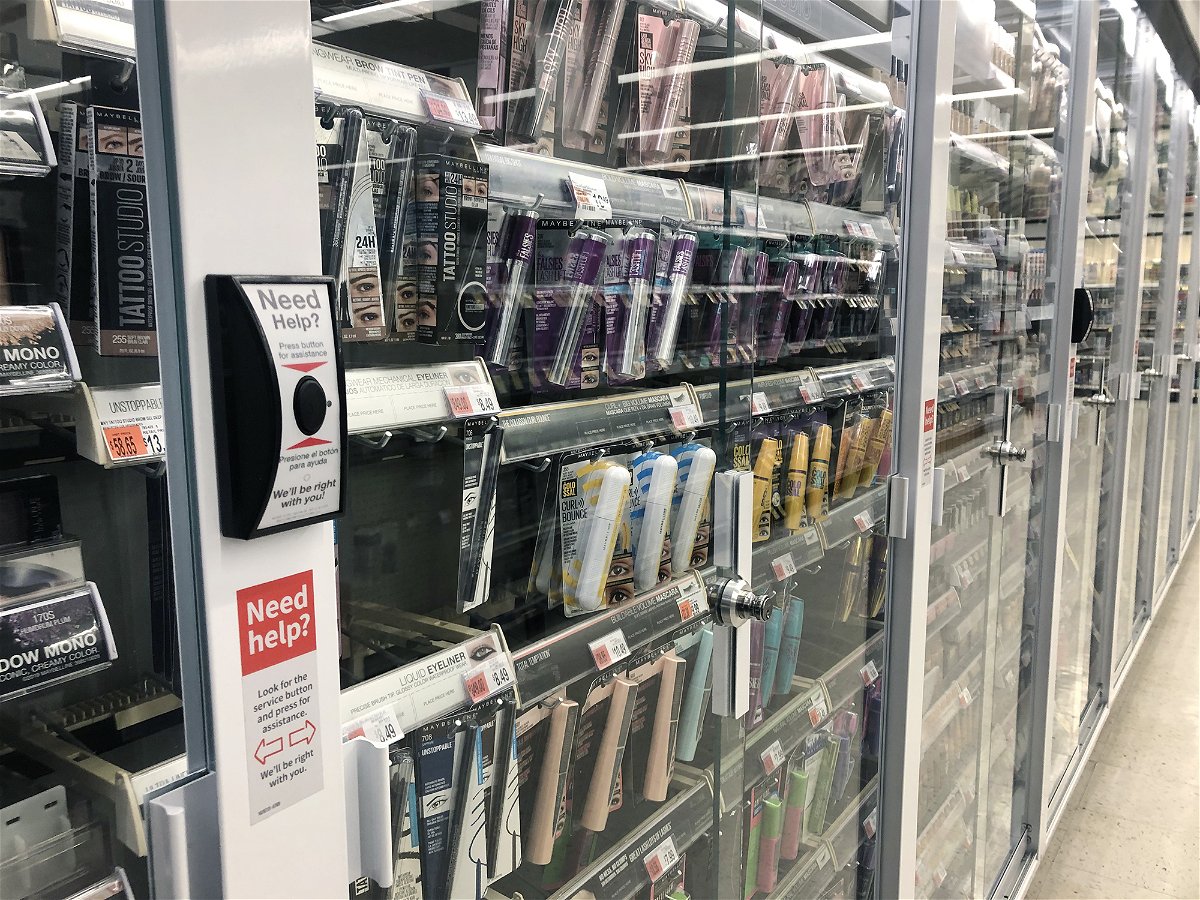 <i>Lindsey Nicholson/Universal Images Group/Getty Images</i><br/>Beauty products under lock and key at a Walgreens in New York City.