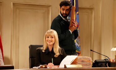 Melissa Rauch (left) and Kapil Talwalkar are seen here in NBC's revival of "Night Court."