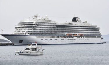 "Viking Orion" cruise ship under the flag of Norway is seen anchored at Bodrum Cruise Port in Bodrum district of Mugla