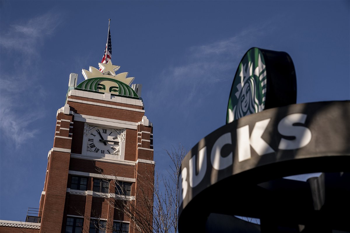 <i>David Ryder/Bloomberg/Getty Images</i><br/>Corporate workers at Starbucks must return to the office at least three days a week by the end of January. Pictured are Starbucks headquarters in Seattle