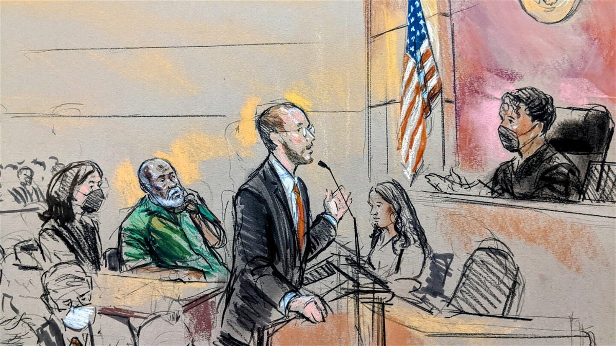 <i>Bill Hennessy</i><br/>A courtroom sketch of Abu Agila Mohammad Mas’ud Kheir Al-Marimi during a DC federal court appearance on December 12