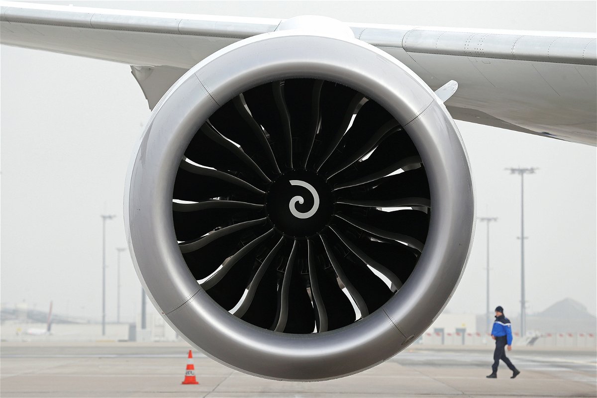 <i>Benoit Tessier/Reuters</i><br/>The engine of a Boeing 787-9 Dreamliner is seen as the aircraft sits on the tarmac at Charles de Gaulle Airport in Paris.