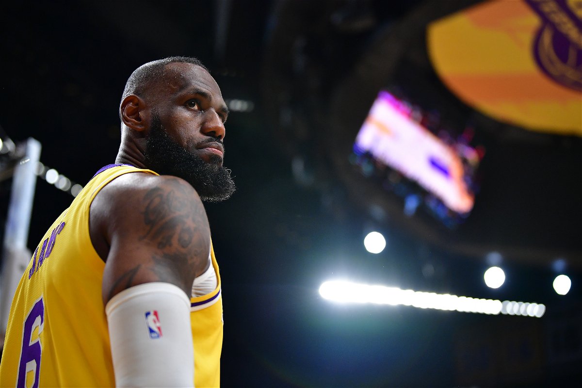 <i>Gary A. Vasquez/USA Today Sports</i><br/>LeBron James looks on during a stoppage in play during the Los Angeles Lakers' game against the New Orleans Pelicans.