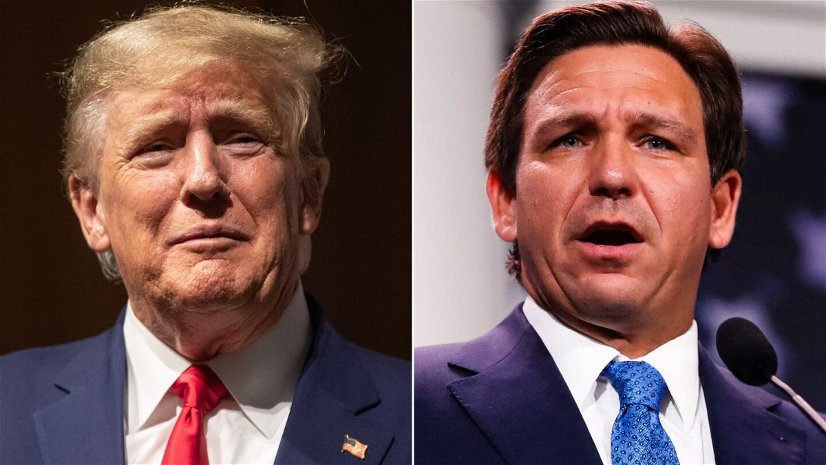 <i>AFP/Getty Images</i><br/>Former President Donald Trump (left) and Florida Gov. Ron DeSantis are pictured here in a split image.