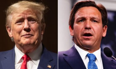 Former President Donald Trump (left) and Florida Gov. Ron DeSantis are pictured here in a split image.