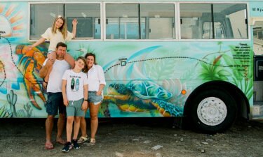 This family of four are driving around Asia in a bus.