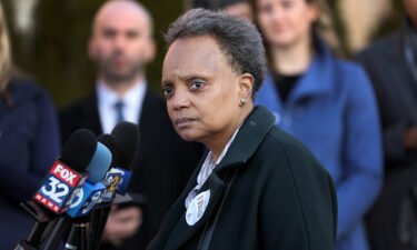 Lori Lightfoot speaks with the press after casting her ballot at an early voting location on February 20. The Chicago mayor is seeking a second term.