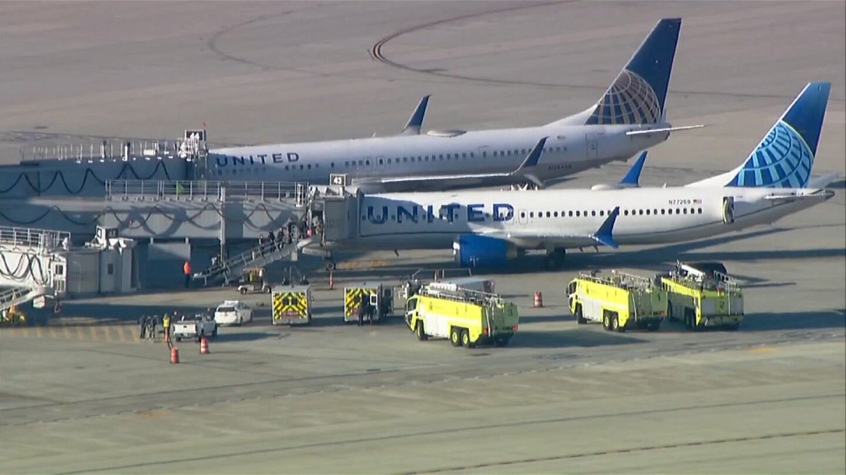 <i>KFMB-TV</i><br/>A fire from the battery of an electrical device aboard a United Airlines flight forced a Newark-bound plane to return to San Diego on February 7 and sent four people to the hospital