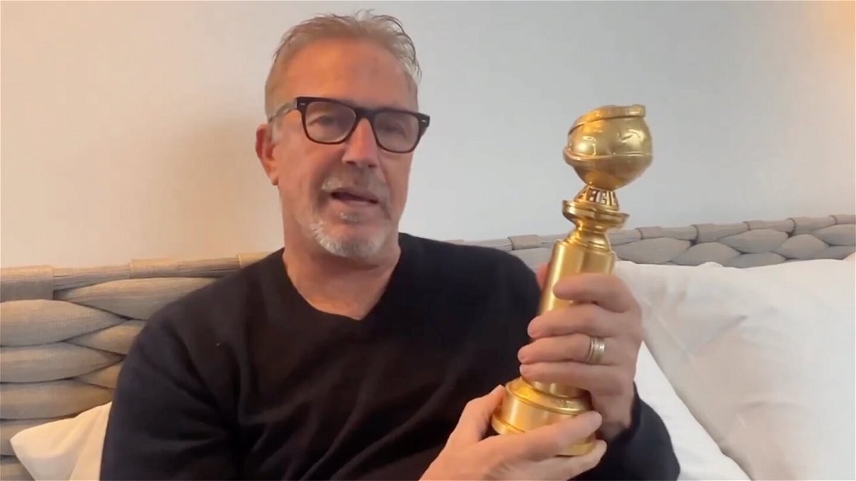 <i>From Kevin Costner/Instagram</i><br/>Kevin Costner received his Golden Globe award in the mail after missing the show back in January.