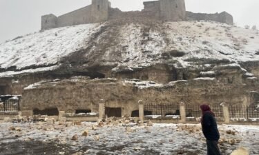 The ruins of Gaziantep Castle on February 6