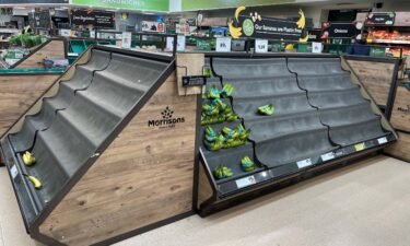This image from February 24 shows sparsely stocked shelves in Morrisons in Dover in Kent