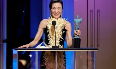 Michelle Yeoh won a historic 2023 Screen Actors Guild award Sunday for outstanding performance by a female actor in a lead role for 'Everything Everywhere All at Once.'