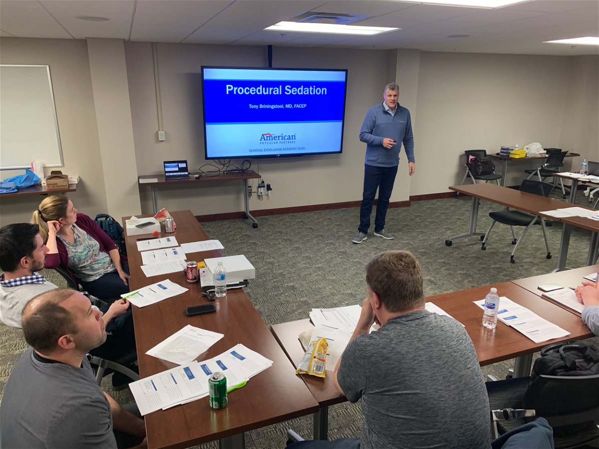 <i>Blake Farmer for KHN</i><br/>At a two-day company training put on by American Physician Partners in 2020