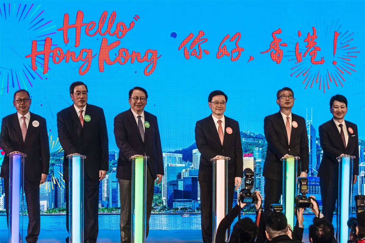 <i>Lam Yik/Bloomberg/Getty Images</i><br/>The Hello Hong Kong campaign launch ceremony was held on February 2.