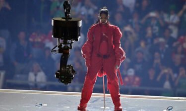 Rihanna performs during halftime of Super Bowl LVII on Sunday