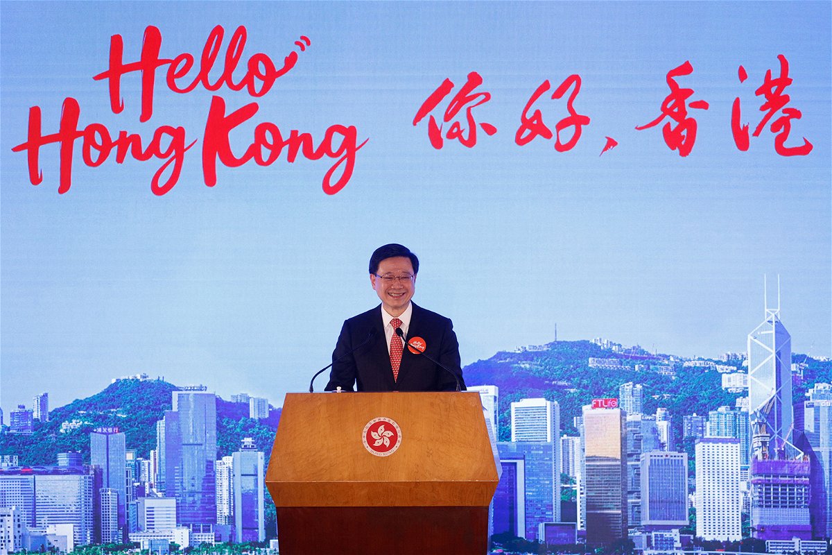 <i>Tyrone Siu/Reuters</i><br/>Hong Kong Chief Executive John Lee speaks during 