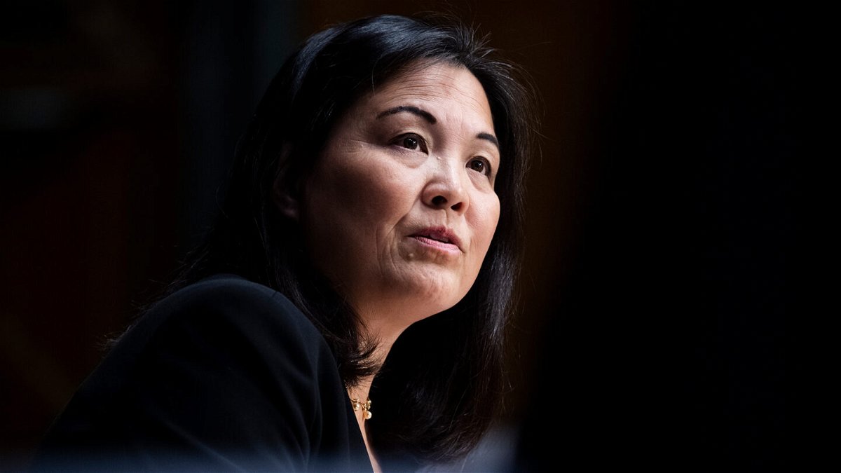 <i>Tom Williams/CQ Roll Call/Getty Images/File</i><br/>President Joe Biden will nominate Julie Su to serve as Labor secretary. Su here tesitifies during a Senate hearing in Washington in 2021.