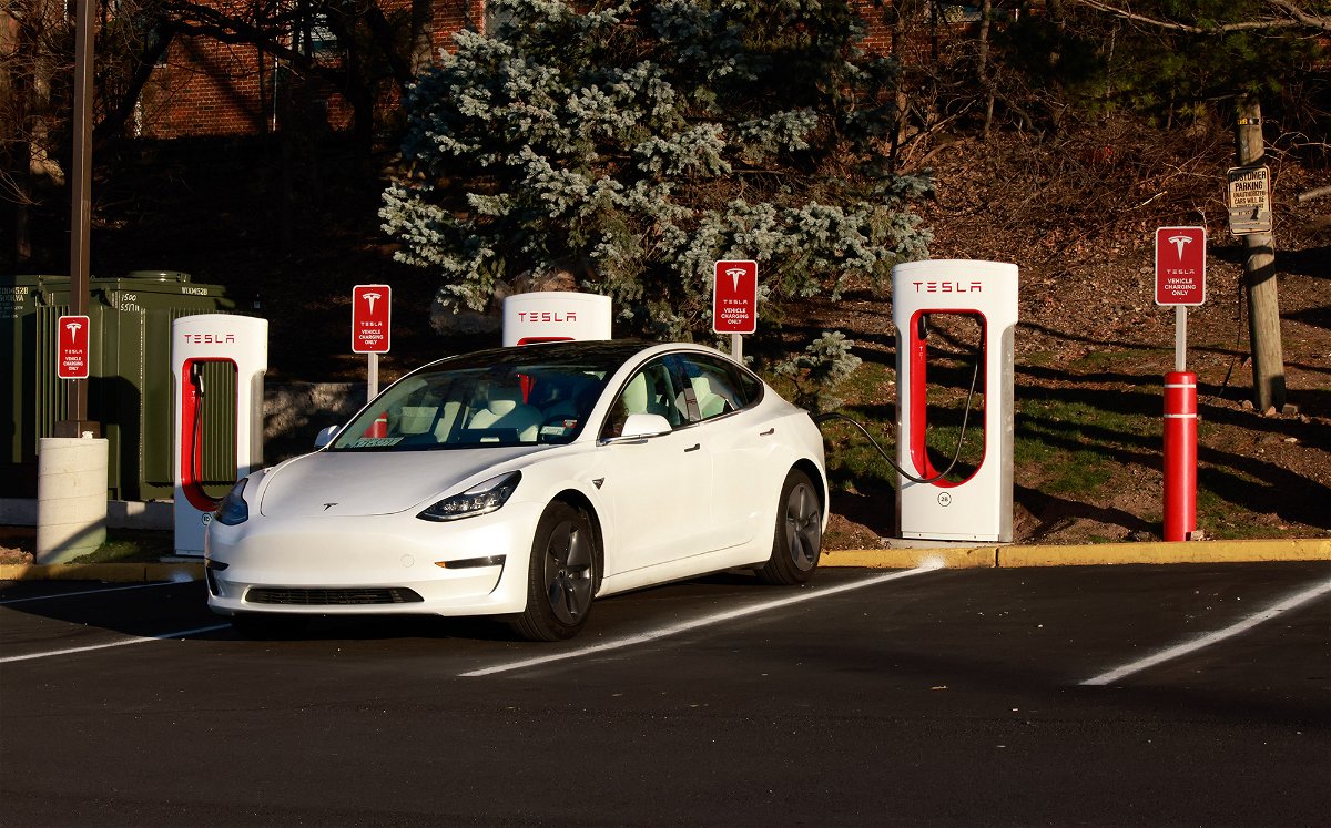 <i>Kena Betancur/VIEWpress/Getty Images</i><br/>The best performer in the S&P 500 year to date through Monday's close is Tesla. A vehicle sits at a Tesla charging station on February 18