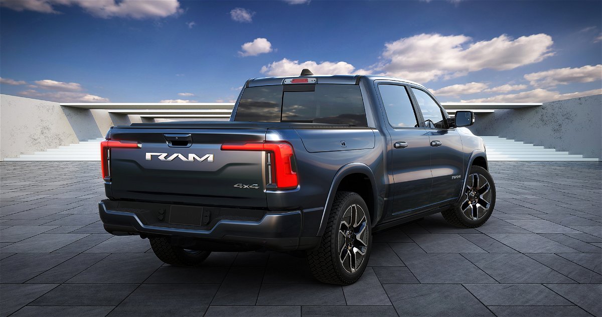<i>Stellantis</i><br/>The Ram 1500 Rev has distinct headlights and taillights from other Ram pickups.