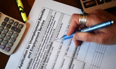 A person files an application for unemployment benefits on April 16