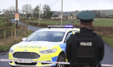 A police cordon is seen near a property in Drumnakilly on Thursday.