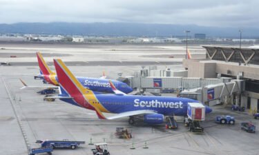 Southwest Airlines planes parked at Gates D4 and D6 in Terminal 4 of the Sky Harbor International Airport