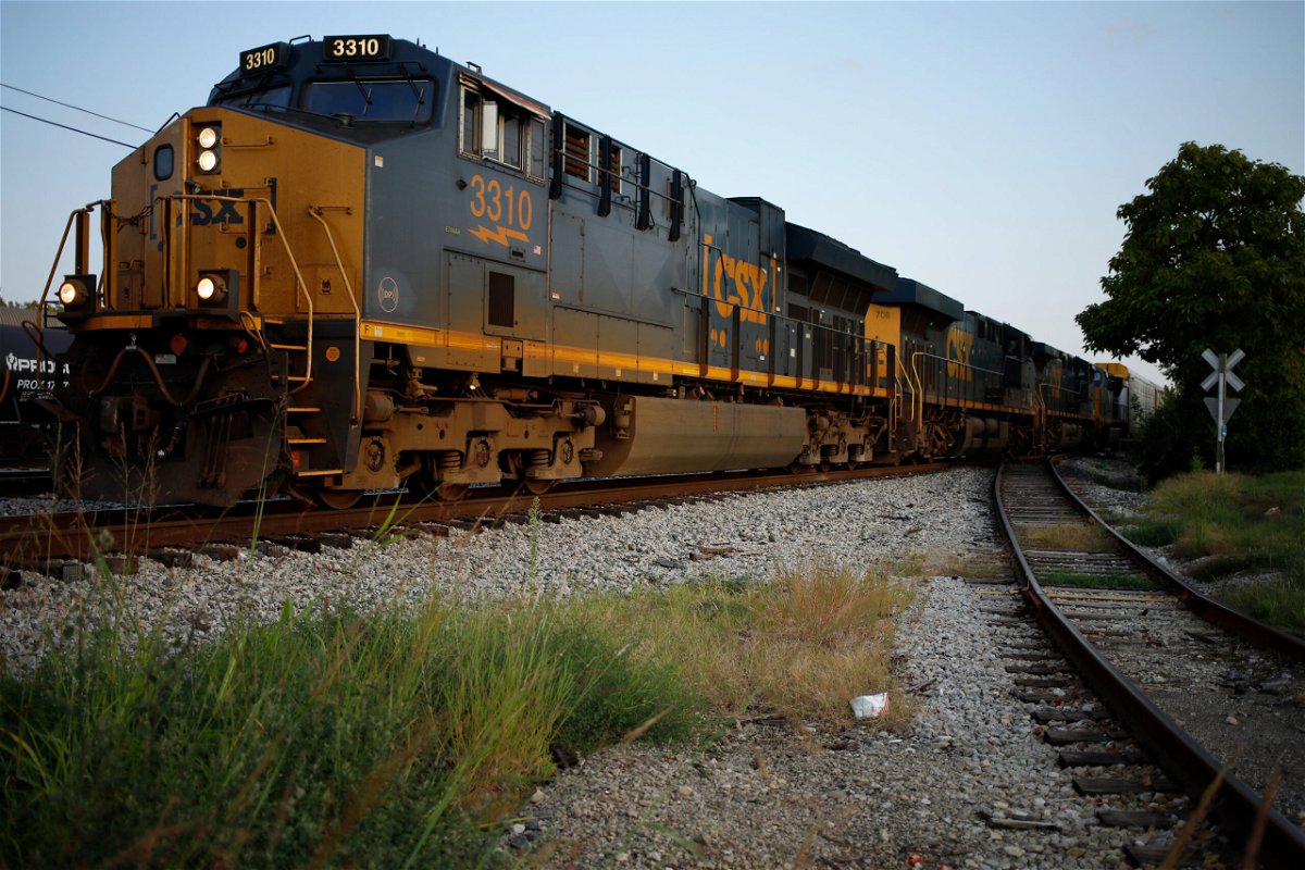 <i>Luke Sharrett/The Washington Post/Getty Images</i><br/>CSX Transportation has reached a deal with two railroad unions regarding paid sick leave. A CSX Transportation freight train is pictured here in Louisville