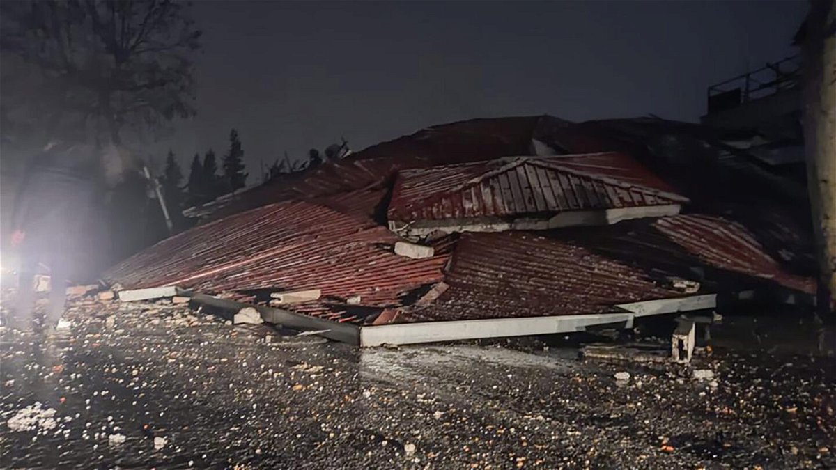 <i>Gokhan Cali/Anadolu Agency/Getty Images</i><br/>A view of a destroyed building is pictured here after a 7.4 magnitude earthquake jolts Turkey's Kahramanmaras province