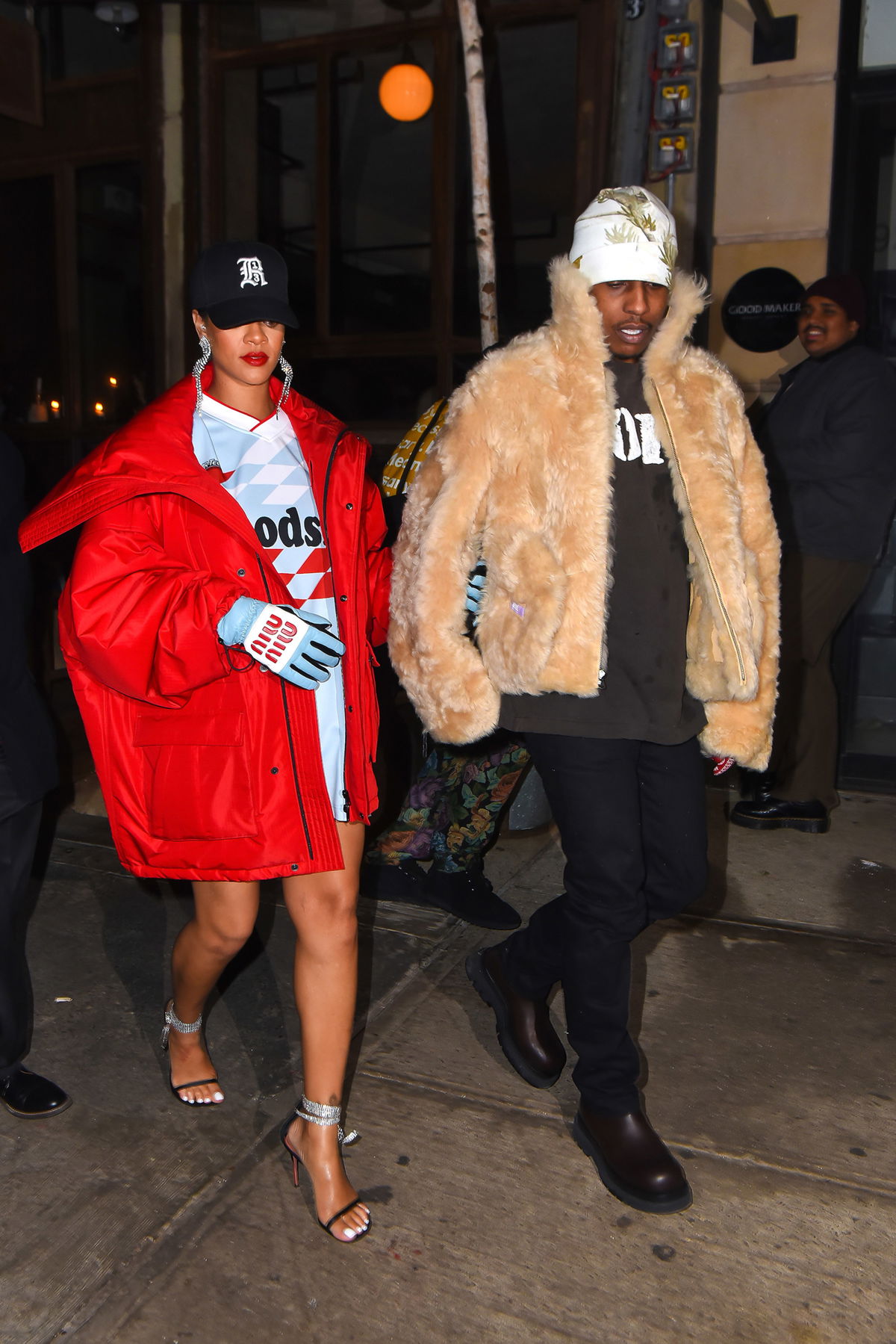 <i>Robert Kamau/GC Images/Getty Images</i><br/>Rihanna chose comfort and style on her way to dinner with A$AP Rocky in an oversized Martine Rose jersey-style top as a minidress that hid her burgeoning bump before the news of her pregnancy was public in January 2022.