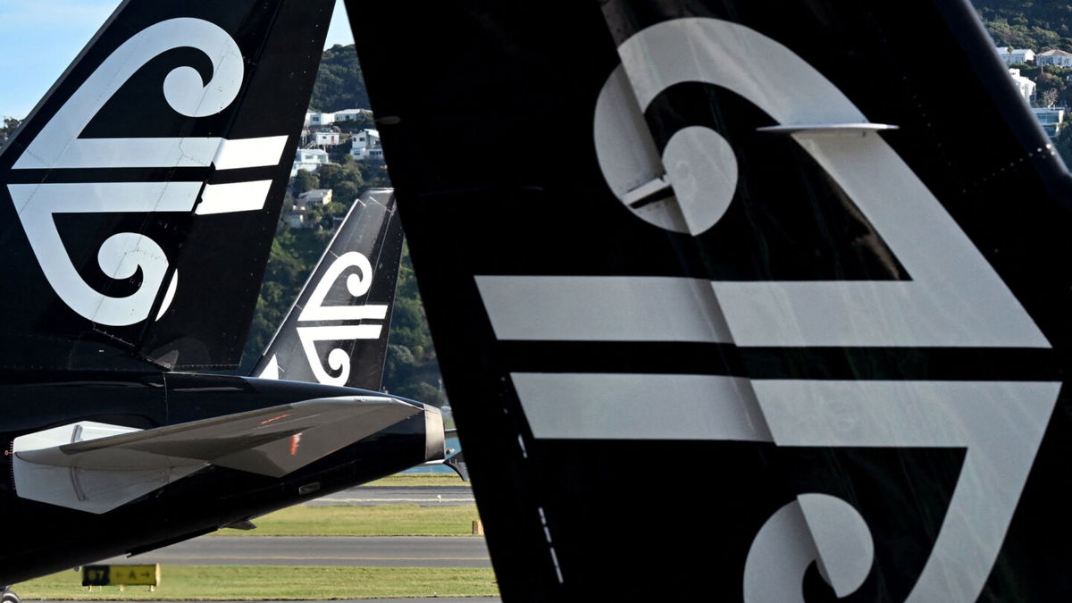 <i>William West/AFP/Getty Images</i><br/>This June 2022 photo shows Air New Zealand planes at Wellington Airport.